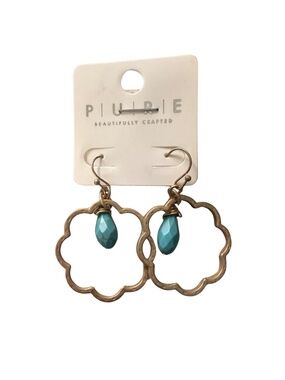 NEW Pure Turquoise and Gold Toned Dangle Earrings